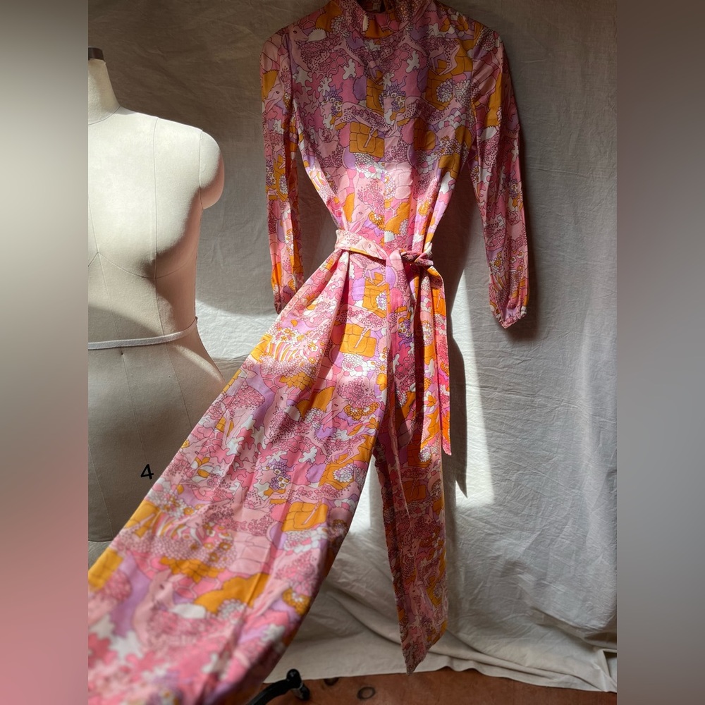 One of a Kind Vintage 1960s or 1970s animal print jumpsuit